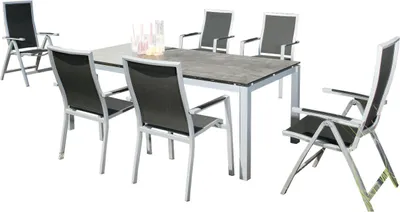 Produktbild von Sonnenpartner 7-teilige Sitzgruppe Star & Base 160x90 cm Aluminium silber