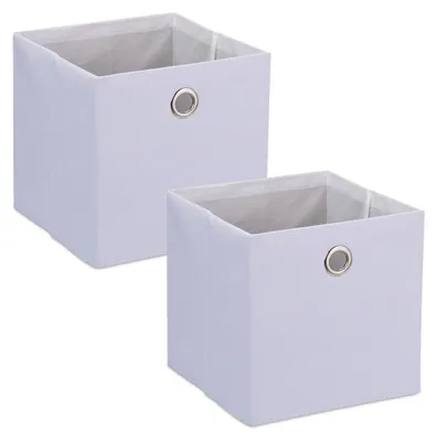 Image de Boîte de rangement Relaxdays, boîte de rangement en tissu, lot de 2, H x l x P : 30,5 x 30,5 x 30,5 cm, panier de rangement pliable, blanc