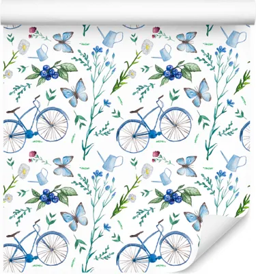 Produktbild von 10m VLIES TAPETE Rolle Kinderzimmer Blumen Schmetterlinge Fahrräder XXL