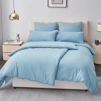 Productafbeelding van TRANKIELO® - 4-delige microvezel beddengoedset 135 x 200 cm – zacht, strijkvrij & ademend – lichtblauw