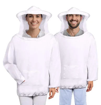 Imkerschutzjacke mit Schleier, weiß, Doppel-XL, stichfest, atmungsaktiv