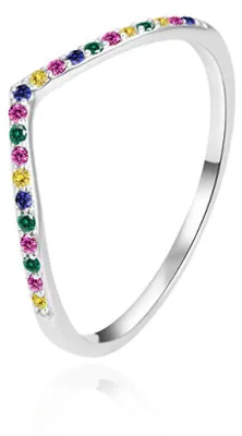 Immagine prodotto di Elegante anello in argento con zirconi colorati AGT-R58C - Circonferenza: 54 mm