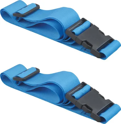 Image de Lot de 2 sangles de serrage, 1.80m à boucle plastique, bleu - THIRARD