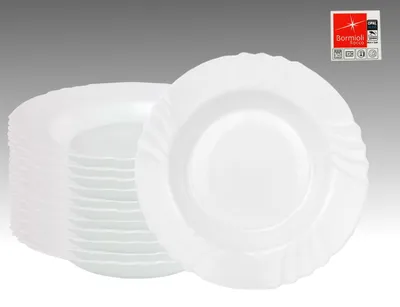 Produktbild von 12er Set Bormioli Rocco EBRO Suppenteller, tiefer Teller, 23,5 cm, 300 ml, Opal-Hartglas