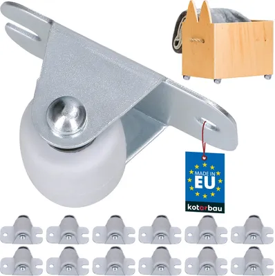 Obrázok produktu pre KOTARBAU® Sada 12 prepravných koliesok 22 mm gumové univez. Nábytkové kolieska s oceľovým rámom Všetky podlahy Otočné kolieska Box Fix Tlačné kolieska Kolieska na náradie Pevné kolieska