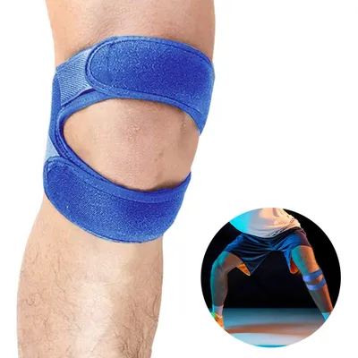 Produktbild von Patellasehnen-Stützband, Verstellbarer Neopren-Knieband zur Knie-Schmerzlinderung für Läuferknie, Arthritis, Springerknie, Heilung nach Tennis-Verletzungen(Blau)