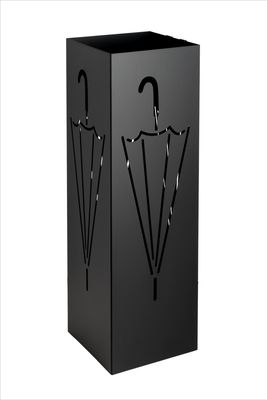 NEUSTEIN Schirmständer mit modernem Design aus Metall für Heim und Büro, Regenschirm-Design, 2 Haken, 2x Wasserauffangschale, 15,5x15,5x49cm