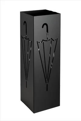 Produktbild von NEUSTEIN Schirmständer mit modernem Design aus Metall für Heim und Büro, Regenschirm-Design, 2 Haken, 2x Wasserauffangschale, 15,5x15,5x49cm