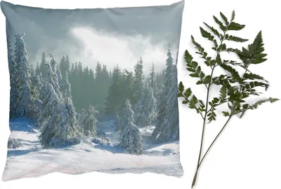 Produktbild von MuchoWow® Zierkissen Sofakissen Wohnzimmer Dekokissen 45x45 cm Wald - Schnee - Winter - Schlafpolster - Polster für das Sofa