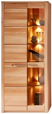 Produktbild von Vitrine - 85 x 203 cm - 2 Türen - Kernbuche teilmassiv - mit LED-Beleuchtung