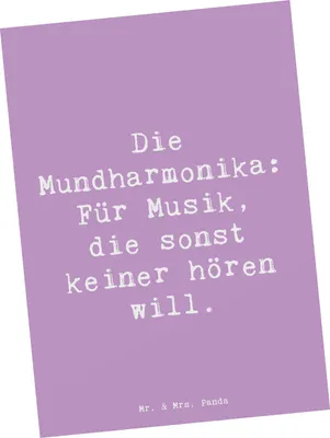 Produktbild von Mr. & Mrs. Panda Grußkarte Spruch Musik Mundharmonika - Lavendeltraum - Geschenk, Ansichtskarten, Blasinstrument, Blues, Musikinstrument, Folklore, Fotokarte, Folk
