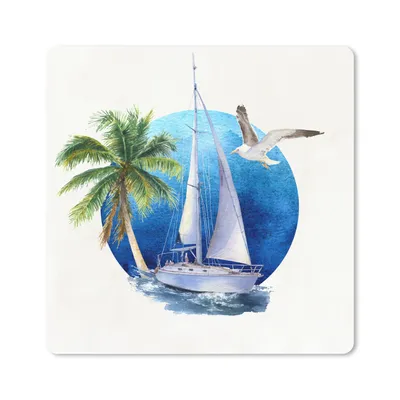 Produktbild von MuchoWow® Mauspad Mousepad Segelboot - Vogel - Meer 20x20 cm - Mousepads - Maus Mat - Pad - Mausunterlage - Desk Mat - Bureauartikeln