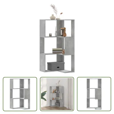 Zdjęcie produktu dla The Living Store Regał narożny 3 półki beton szary 50x50x102 cm materiał drewnopochodny