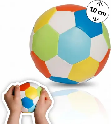 Produktbild von Softball Ø 10 cm bunt, weicher Kinderball im Fußball-Design, leichter Spielball für drinnen und draußen