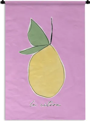 Produktbild von MuchoWow® Wandteppich Wandbehang Zitrone - Obst - Pastell 120x180 cm Tapisserie Dekoration Wandtuch - Schlafzimmer - Dekorationen für das Haus