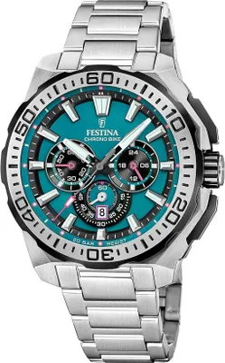 Image de Festina F20724/6 Montre homme chronographe acier/turquoise