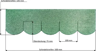 Obrázek produktu pro 3 sady hladkých střešních šindelů (100 mm) zelené barvy