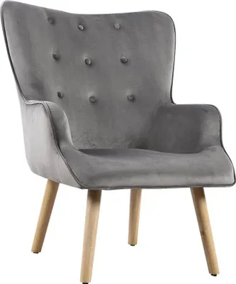 Immagine prodotto di Poltrona in velluto stile scandinavo "Odense" - 73 x 81 x 92,5 cm - 1 posto - Grigio