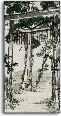 Produktbild von Wohnzimmer-Bild Leinwand Uhr 30x60 Malerei Asiatischer Bäume Blätter Kunst - schwarze Hände