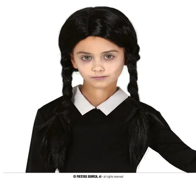 Produktbild von WEDNESDAY Addams Schwarze Zöpfe Halloween Perücke