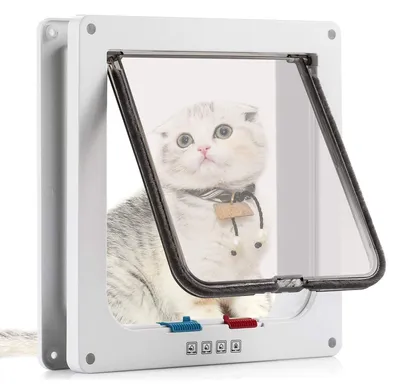 Immagine prodotto di Porta per animali domestici con chiusura magnetica a 4 vie, ideale per cani di piccola taglia e gatti