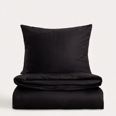 Produktbild von HOMLA BAMSA glatte Bambus-Satin-Bettwäsche schwarz 220x200 + 2*50x60 cm