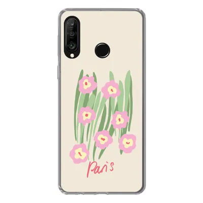 Produktbild von MuchoWow® Handyhülle Schutzhülle Hülle für Huawei P30 Lite Blume - Rosa - Gras Silikon Softcase Handy Hülle - Handyhülle