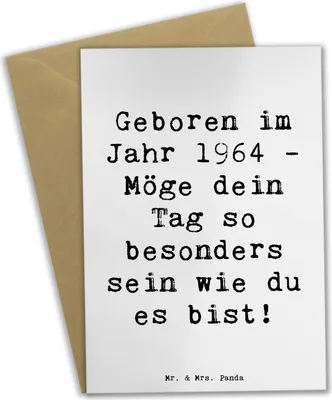 Produktbild von Mr. & Mrs. Panda Glückwunschkarte Spruch 1964 Geburtstag - Weiß - Geschenk, Grußkarte, osterkarte, Geboren im Jahr, Happy Birthday, einladungskarten, Geburtstagsgeschenk