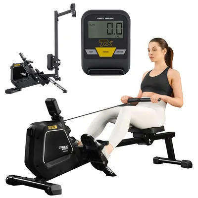 Produktbild von TREX SPORT Rudergerät klappbar für zuhause TX-580RM REIN | Rudermaschine mit Magnet-Widerstand 16 Stufen, 9kg Schwungmasse | mit LCD-Display bis 130kg