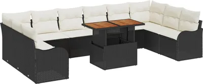 Produktbild von Maison Exclusive - Garten-Sofa-Set 11 stk. Schwarz Poly Rattan