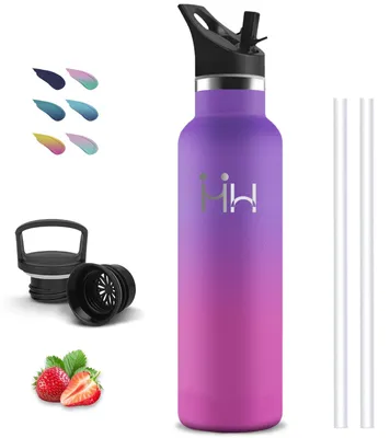 Isolierflasche 1 l, Edelstahl 18/8, BPA-frei, auslaufsicher, mit Strohhalm