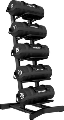 Produktbild von Tunturi Platinum Strength Bag Set – 5–25 kg – Inkl. Lagerregal und er Fitness-App