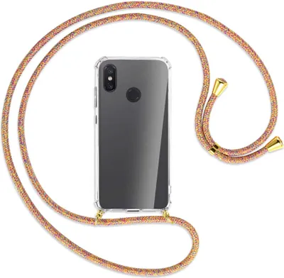 Produktbild von Handykette Backcover-Schutzhülle mit Band (Metall goldfarben) für Xiaomi Mi 8 / Mi 8 Pro - Rainbow