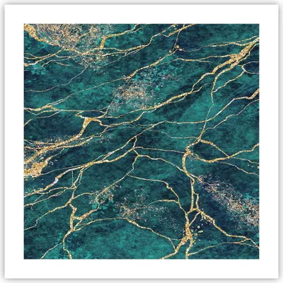 Produktbild von Poster - Poster ohne Rahmen - Abstraktion Gold Türkis - 50x50 cm - Wand Bild - Wanddeko - Wandbilder - Kunstposter - Wandposter - Bilder - Kunstdruck - Wanddekoration - Wandbild - P2XAC50x50-4564