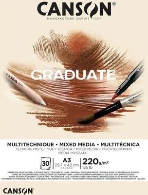 Obrázok produktu pre CANSONC400110369 CANSON Studienblock GRADUATE MIXED MEDIA, prírodná farba, DIN A3