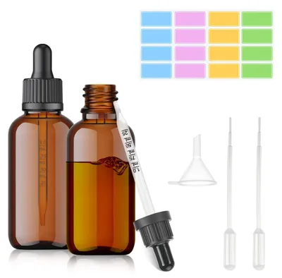 Pipettenflaschen 2er-Set, 30 ml braunes Glas, mit Tropfpipette