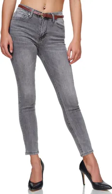 Produktbild von Elara Damen High Waist Hose Stretch EL19D3 Grau 42 (XL)