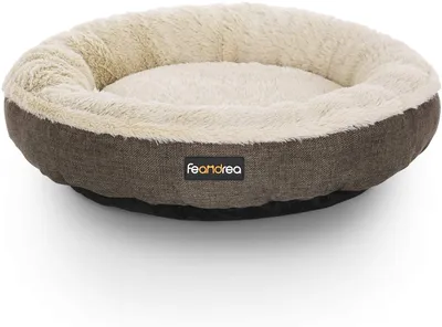 Produktbild von FEANDREA Hundebett, Hundekorb, Katzenbett, Donut, rund, Ø 55 cm, braun PGW55C