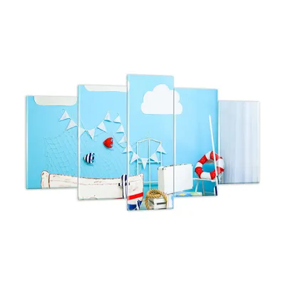 Produktbild von Bilder auf glas - Boot Anker Wolken Junge - 160x85cm - Glasbilder - Wandbilder - Kunstdruck - zum Aufhängen bereit - Wanddekoration aus Glas - Glas Bilder - Wandbild auf Glas - GEA160x85-2940
