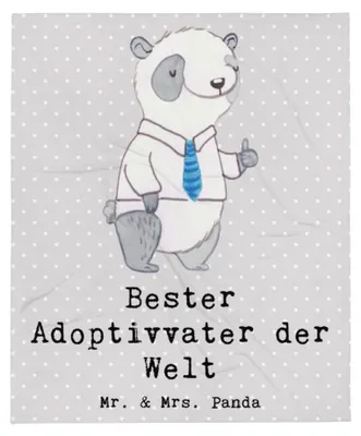 Produktbild von Mr. & Mrs. Panda Bettüberwurf Panda Bester Adoptivvater der Welt - Grau Pastell - Geschenk, Adoptiv Vater, Kuscheldecke, Tagesdecke, Geschenkidee, Bettdecke, Decke, Plaid