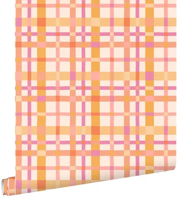 Obrázok produktu pre Tapeta ESTAhome s kockovaným vzorom, fialová a oranžová, 50 x 900 cm