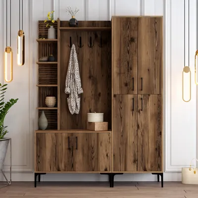 Obrázek produktu pro Skye Decor, Viyana DA - Ořech, předsíňový stojan, ořech, dřevotřísková deska se 100 % melaminovým povrchem, 60 x 200 x 35 cm