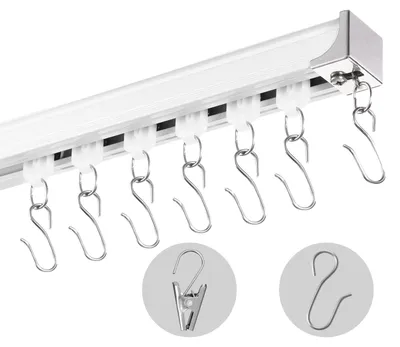 Image de VEVOR Système de rail pour rideaux de plafond coulissant Set 2,7 m Rail pour rideaux de séparation de pièce Support pour montage au plafond/mur pour salon chambre à coucher