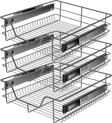 Immagine prodotto di KESSER® Cassetto telescopico in acciaio inossidabile cromato, inserto per cassetto per mobile da cucina