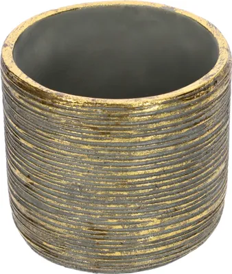 Image de KOTARBAU® Pot de fleurs décoratif en céramique Rond Ethno Rustique Or Diamètre 12 cm