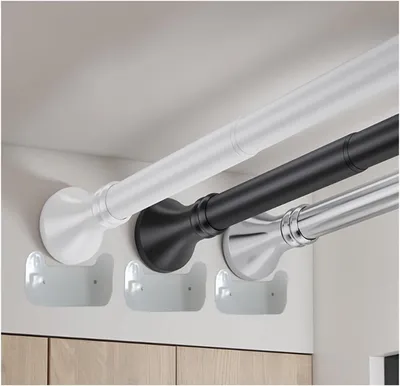 Immagine prodotto di Sbarra per tenda da doccia - Sbarra per tenda a soffitto - Arredamento bagno - Installazione senza fori - 210-300 cm - Nero
