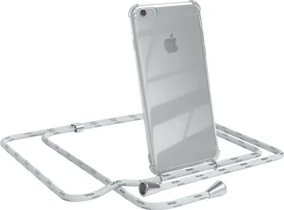 Produktbild von EAZY CASE Handykette kompatibel mit Apple iPhone 6 / 6S, Handyhülle mit Umhängeband, Handykordel, Schutzhülle Clear, Band in Weiß