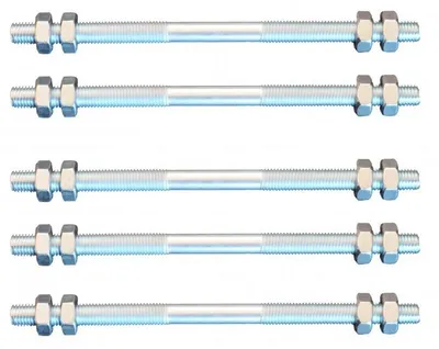 Produktbild von 5 Stück Gewindestange M8 Rechts - Links Gewinde 300 mm + 20 Muttern