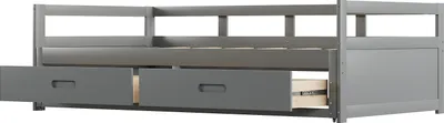 Produktbild von Flieks Jugendbett Schlafsofa 90/180x200cm, Sofabett Kinderbett mit Ausziehbett, Holzbett Daybed Gästebett Tagesbett mit Lattenrost und Schublade, Grau