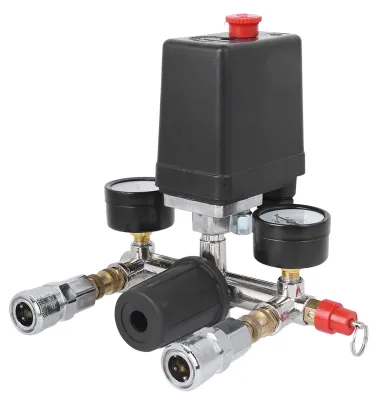 Druckschalter Kompressor 230V, Bügelmontage, 2 Manometer, 5-8 kg
